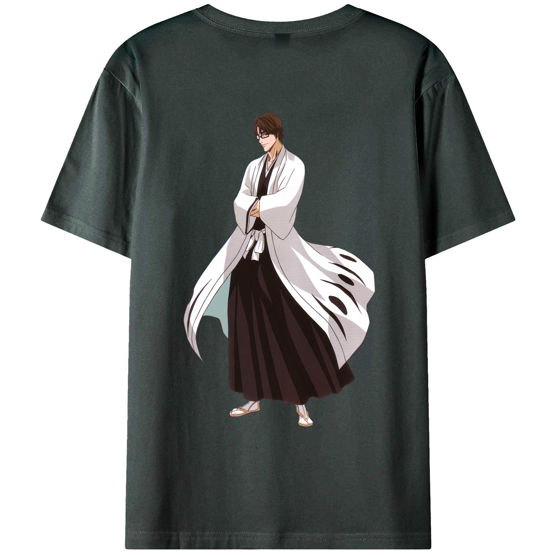 （画像用） ブリーチ 藍染 惣右介（あいぜん そうすけ） BLEACH Aizen Sousuke 綿100％ メンズ半袖Tシャツ（バックプリント） 通気性